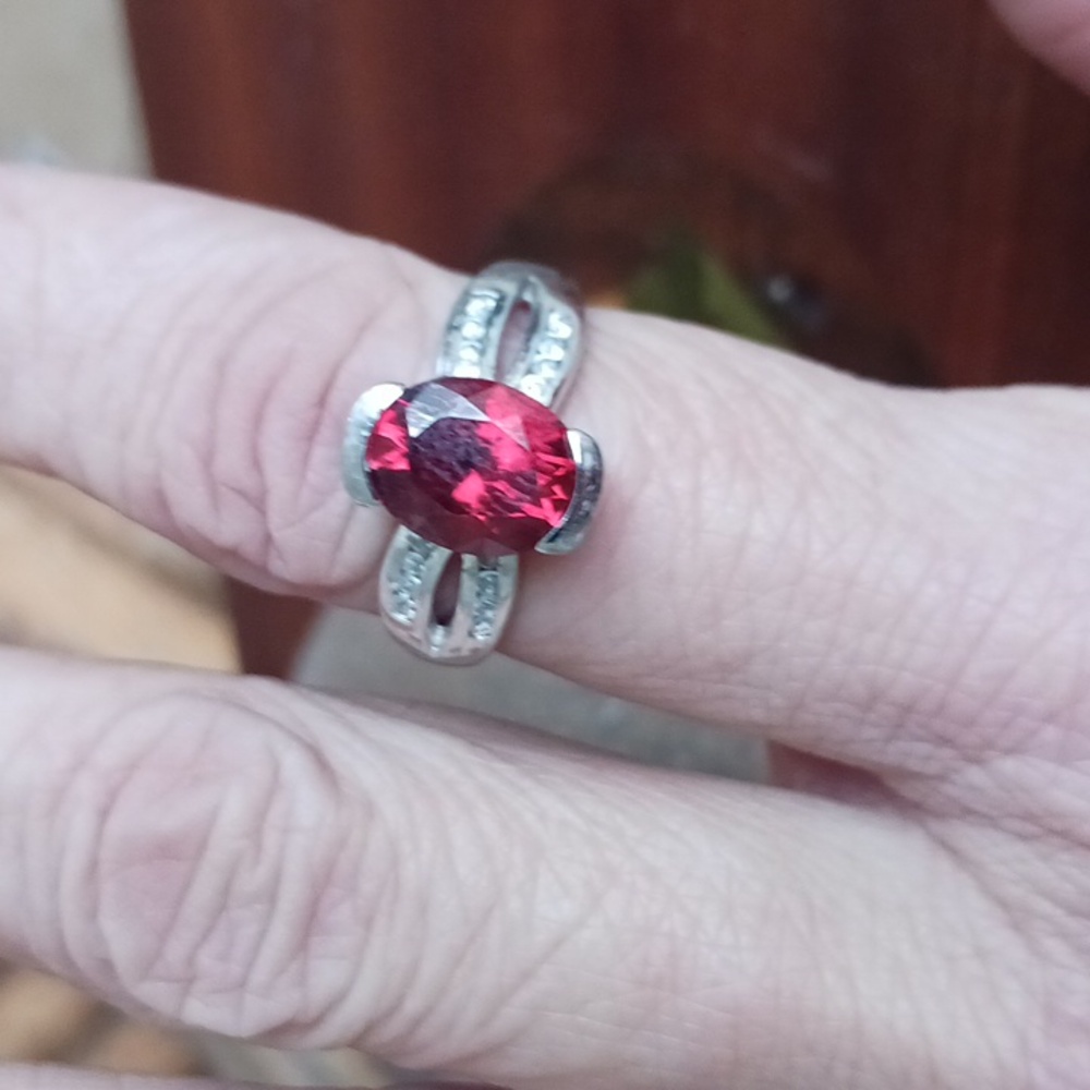 Beautiful!Vintage!925 Solid,Large,Cherry Red,Unid… - image 2